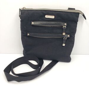 Baggallini Triple Zip Crossbody Bag Black Nylon Organizer Shoulder Purse Travel